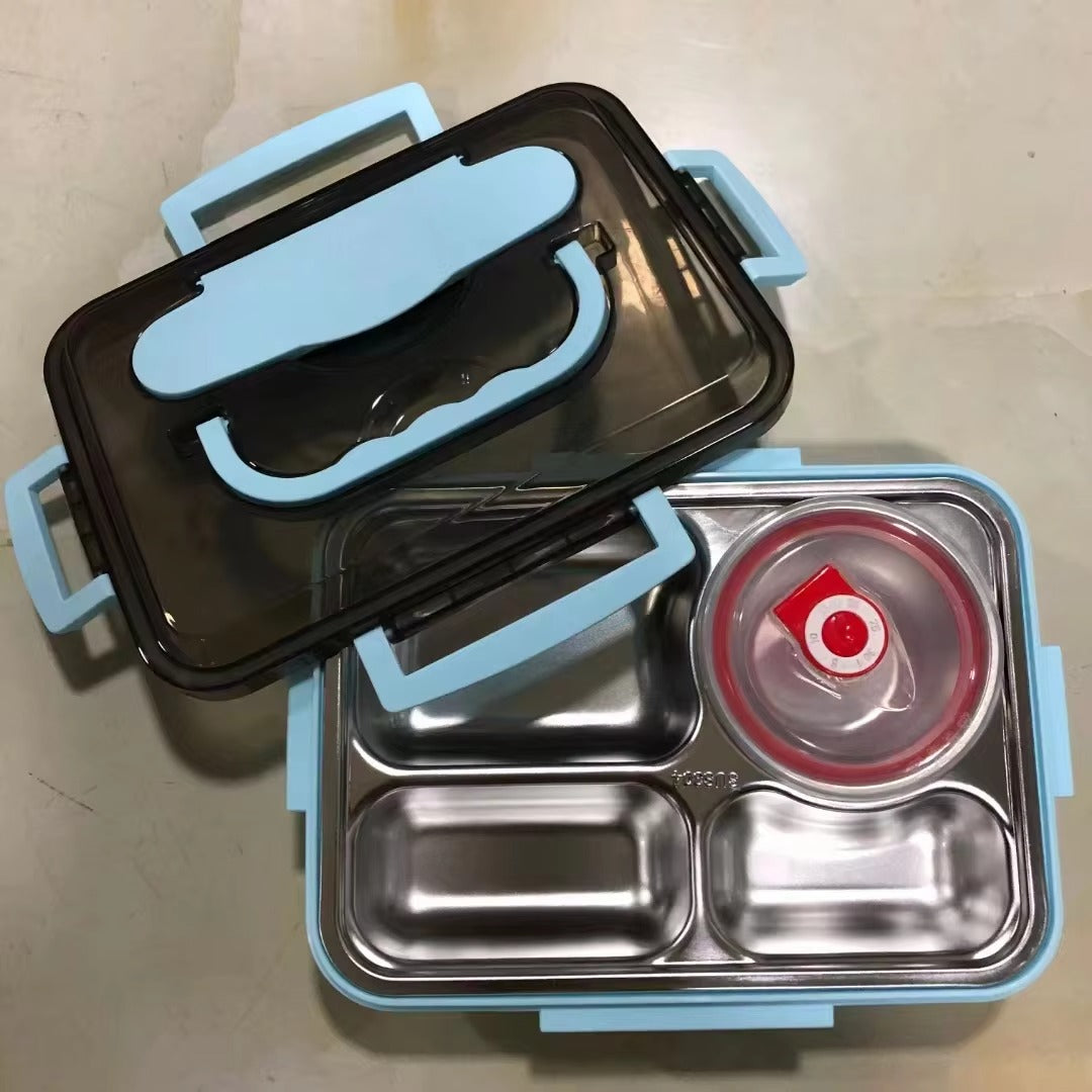 304 Stainless Steel 3/4/5 Compartments Lunch Box Food Storage Container Custom Reusable Lunch Tray Bento Box for Kids