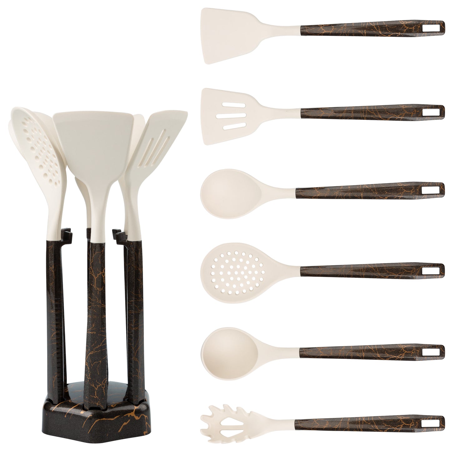 7-Piece Silicone Spatula Set Kitchen Cooking Tools Including Soup Spoon and Ladle Convenient Kitchenware