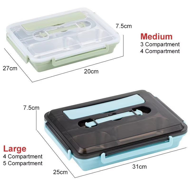 304 Stainless Steel 3/4/5 Compartments Lunch Box Food Storage Container Custom Reusable Lunch Tray Bento Box for Kids