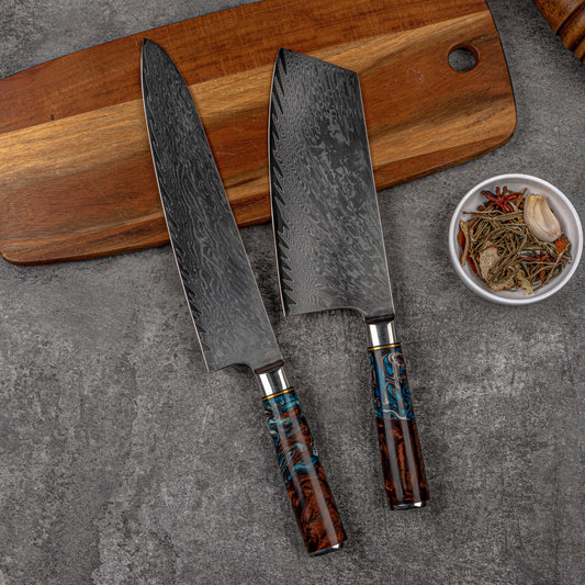 High Quality Damascus Steel Blade Kitchen Knife 9pcs New Classic Germany Damascus Knives Set