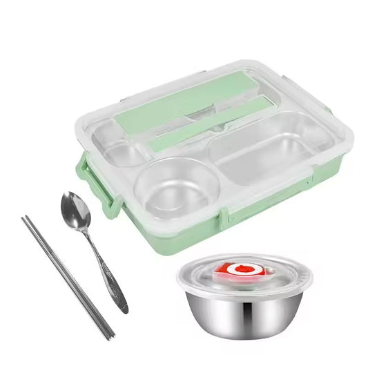 304 Stainless Steel 3/4/5 Compartments Lunch Box Food Storage Container Custom Reusable Lunch Tray Bento Box for Kids