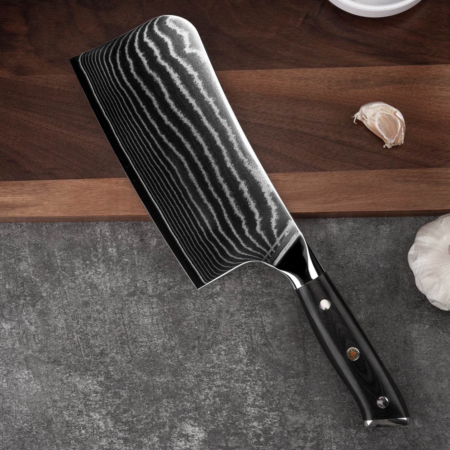 Heavy Duty Damascus Steel Chef Knife With Professional Stainless Steel Wooden Handle for Butcher Kitchen Chopping Use