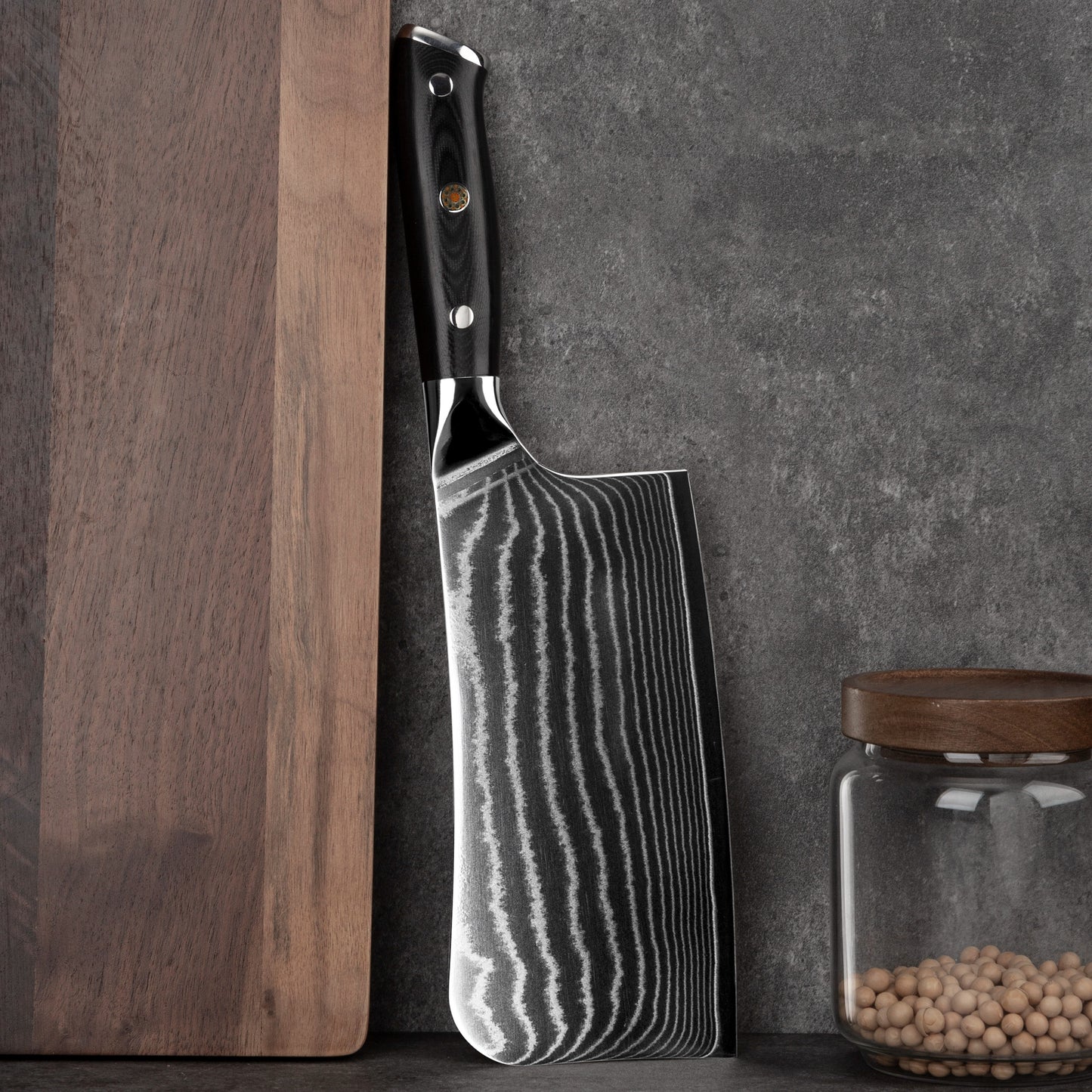 Heavy Duty Damascus Steel Chef Knife With Professional Stainless Steel Wooden Handle for Butcher Kitchen Chopping Use