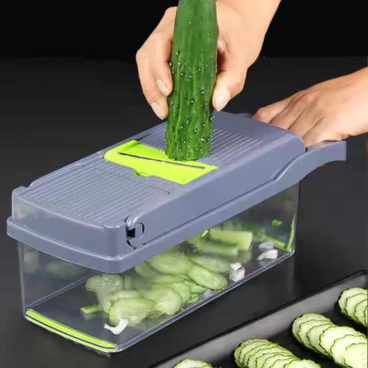 16-in-1 Multi - Function Kitchen Tool: Hand - Operated Vegetable Mandoline Slicer, Chopper & Dicer - Effortless Food Preparation